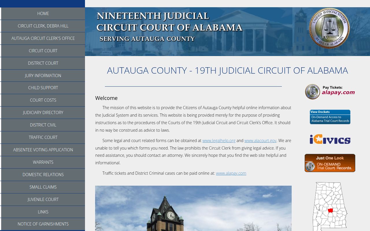 Autauga County Circuit Court website